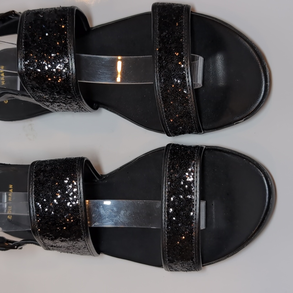 Cole Haan Korban Leather Glitter Sandals Wide Straps Adjustable Ankle Platform - Picture 3 of 11